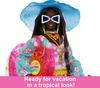 Barbie Extra Fly Doll with Travel Clothes Tropical Coverup with Oversized Hat Bag Beach-Themed & Accessories, &