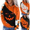 Women's Casual Fashion 2022 Halloween Print Long Sleeve Pullover Hooded Top