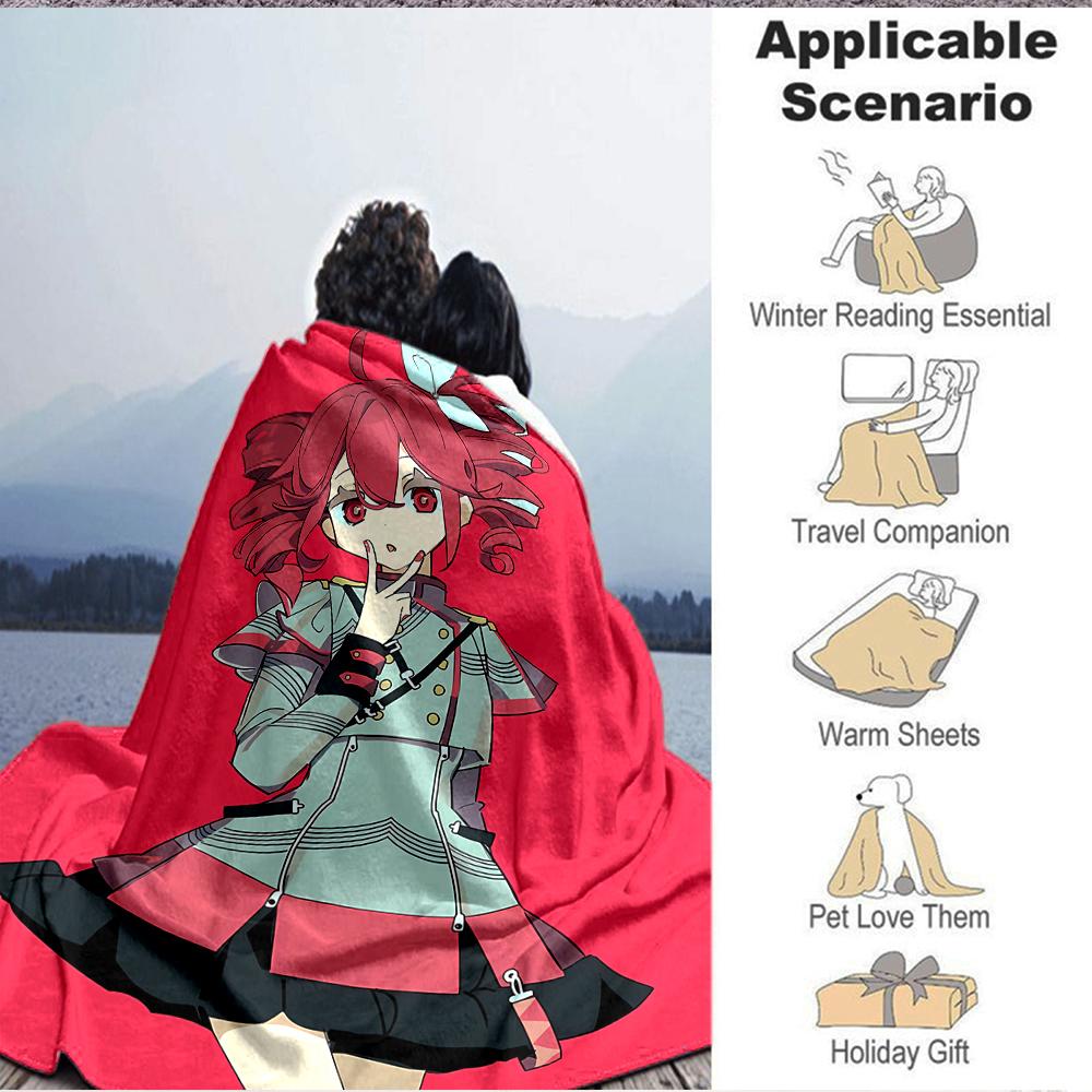 1Pc Pink Background Anime Girl Blanket Soft And Comfortable Casual Warm Camping Travel Christmas Halloween Xmas Gift M924222