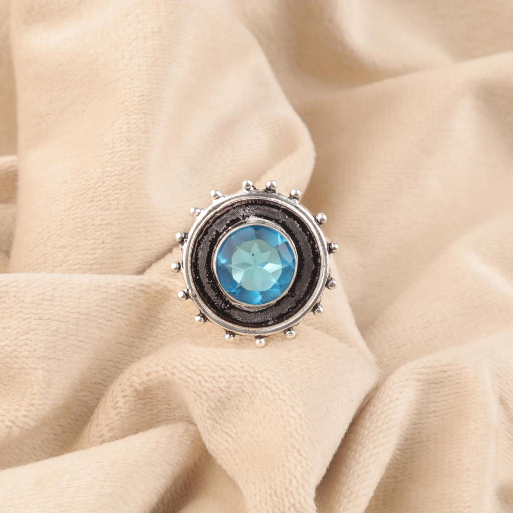 Swiss Blue Topaz Ring, 925 Solid Sterling Silver Ring, Handmade Silver Jewelry, Swiss Blue Topaz Gemstone Jewelry For Thanksgiving Gift