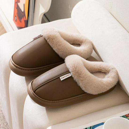 Женские нескользящие водонепроницаемые хлопковые тапочки на толстой подошве – Уютный меховой дизайн для осенне-зимнего периода, для беременных и мужчин