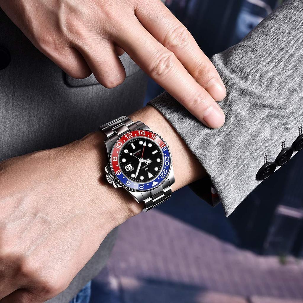 HAMAYOTA GMT Master Style Автоматические часы Pepsi Керамический безель Дайверские 20ATM Мужские часы