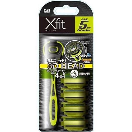 Сменные лезвия для бритвы Kai Urazor Xfit, 4 шт., мужская бритва, Т-образное лезвие, 5-лезвийное