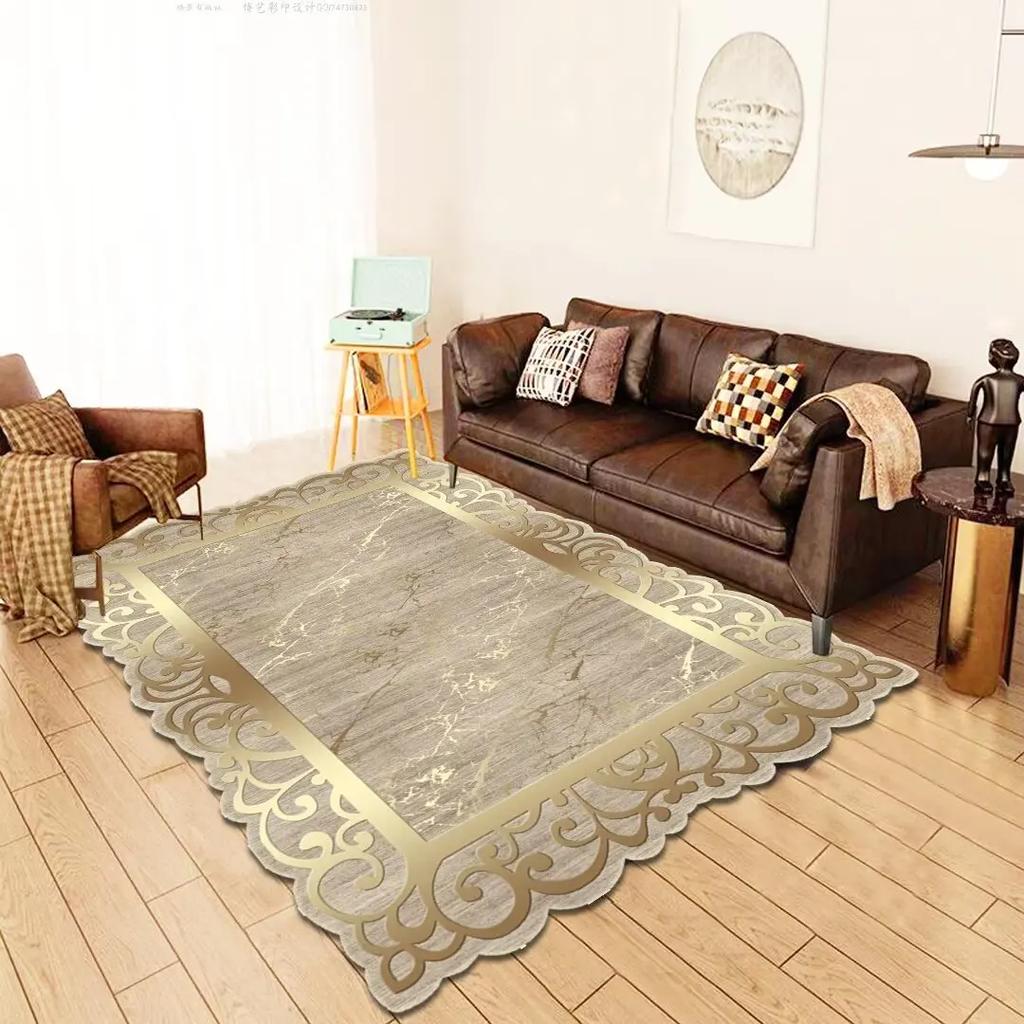 Неправильные Золотые Ковры для Гостиной Домашнее Украшение Ковры для Спальни Нескользящие Большого Размера Роскошный Ковер Моющийся Мягкий Напольный Коврик