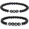 FTCY Парные браслеты из черного обсидиана MAMA DAD Цепи для матери и отца в подарок на день святого Валентина Подарок из черных бусин из ювелирного камня