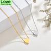 Uzone Custom Engrave Name Stainless Steel Necklaces Peach Heart Pendant Jewelry Chain Necklace For Women Couple Anniversary Gift