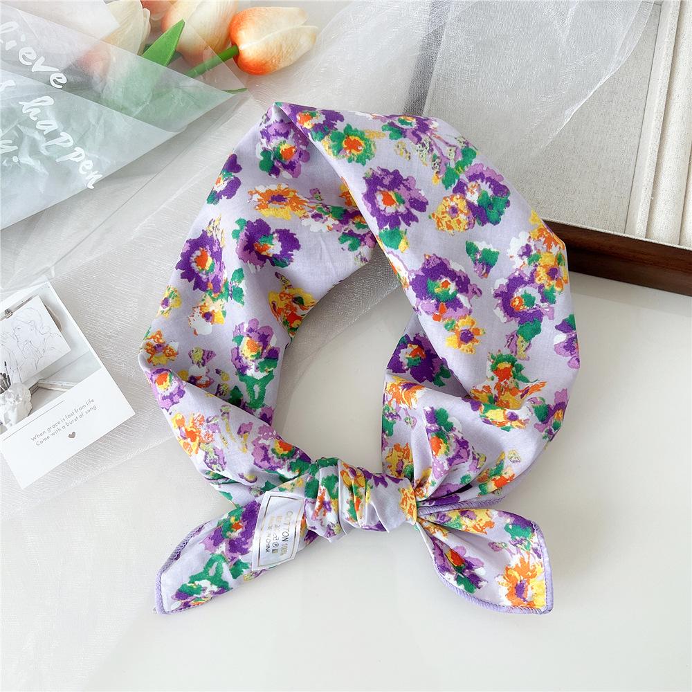 Маленький квадратный шарф из хлопка и льна, шелковый шарф, женский, весна и осень, новый стиль, художественный и универсальный, модный, темпераментный шарф-повязка на голову