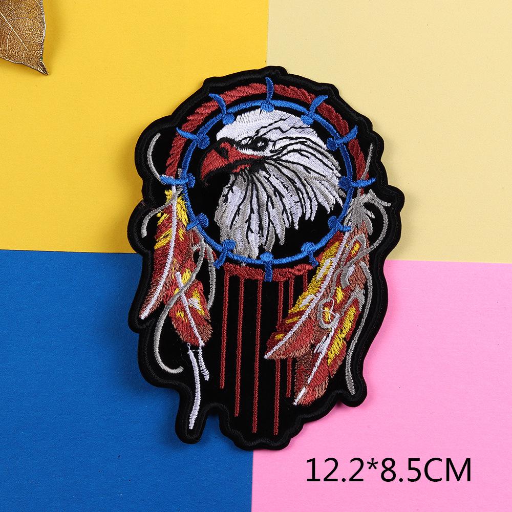 Мужская кожаная куртка в стиле панк для мотоцикла с вышитыми нашивками своими руками - дизайн с изображением орла и черепа