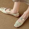 Spring/Autumn Chinese Style Women's Embroidered Low Heels Shoes Retro Square Head Shallow Comfor Soft Bottom Mary Janes Shoe