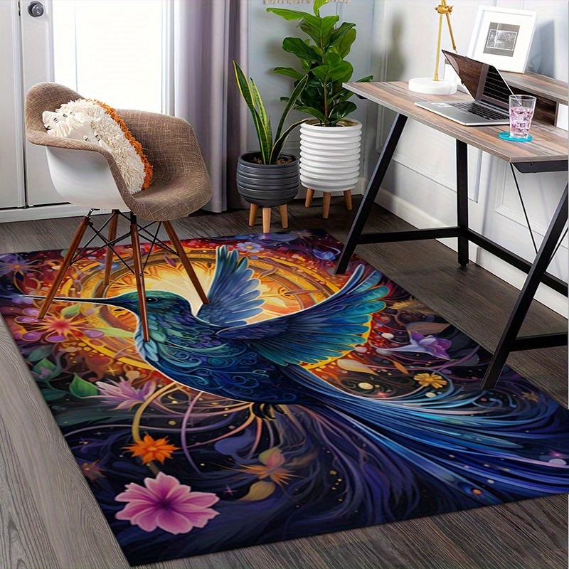 1pc. Colorful Hummingbird Floral Rug for Home Decor, Office Carpet, Chair Cover, Outdoor Mat Gift