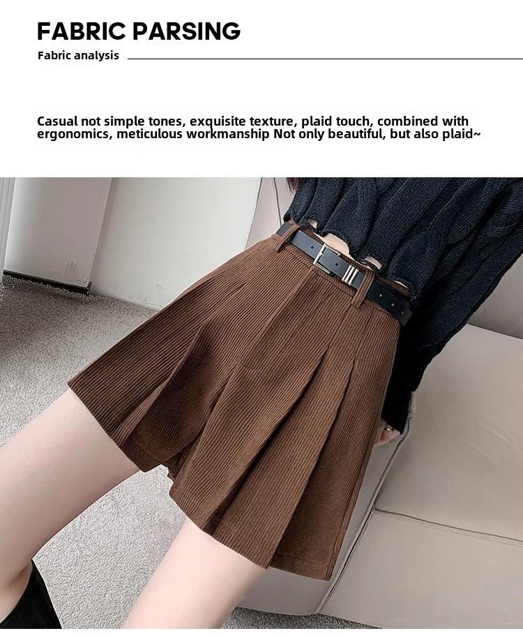 Женские вельветовые шорты с высокой талией и складками — облегающие, широкие, универсальные повседневные модели на осень/зиму 2023 г.