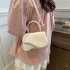 Solid Color Texture Simple and Fashionable Personality Corrugated Bag Cover Summer New Korean Version One-shoulder Crossbody Handheld Small Square Bag