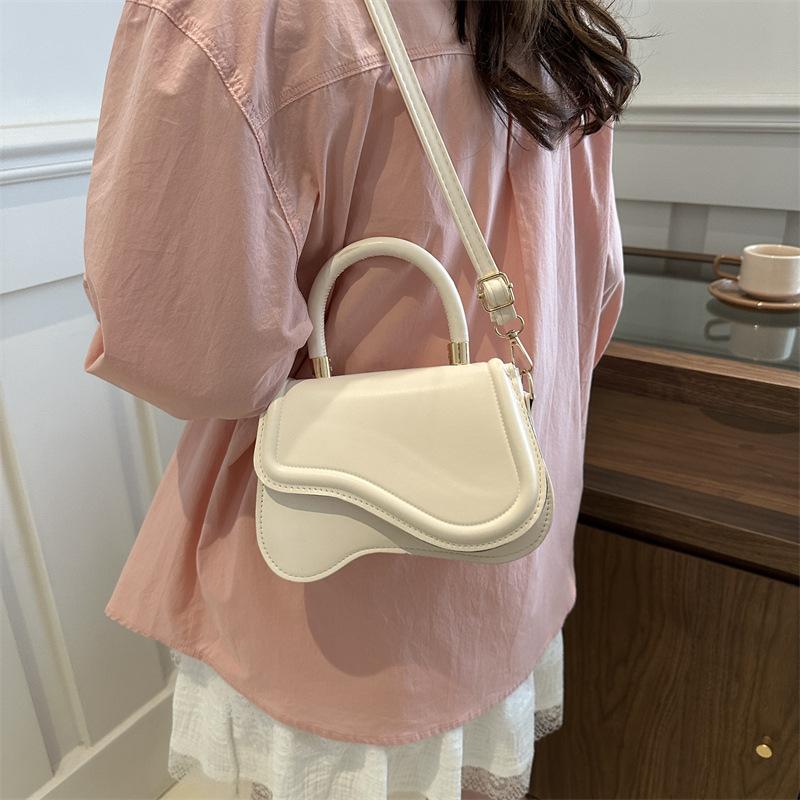 Solid Color Texture Simple and Fashionable Personality Corrugated Bag Cover Summer New Korean Version One-shoulder Crossbody Handheld Small Square Bag