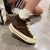 5 Cm Thick-Soled First-Layer Cowhide Shoes Women'S Autumn Trend Casual Shoes Versatile Round Muffin Board Shoes Biscuit Shoes