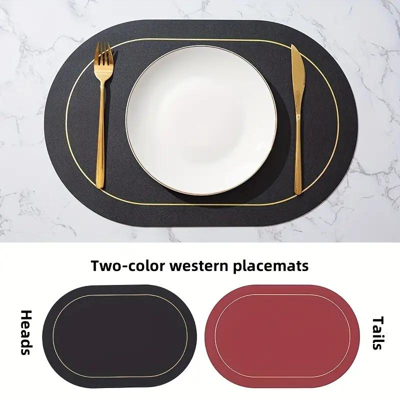 1/4/6pcs,PU Placemats,Dining Table Waterproof Non-Slip Table Mat,Heat Insulation Leather Place Mats Set,Nordic Style Cup Mat