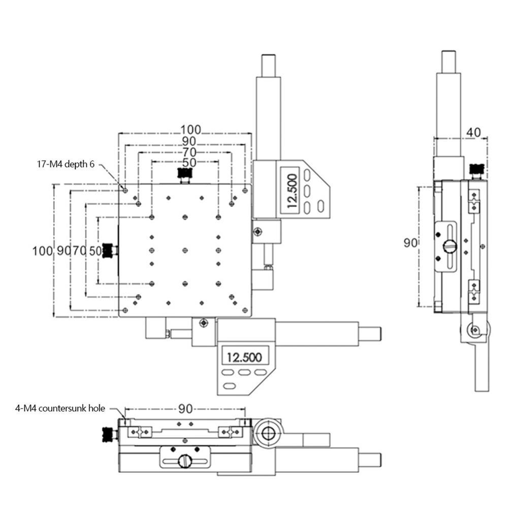 SEMXY100AS Микрометрическая платформа с цифровым дисплеем 100x100 мм 0,002 мм Линейная платформа для столика