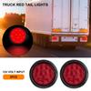 2 Pcs 4" Round Red LED Tail Lights For Jeep Truck Trailer RV W/Surface Mount Grommet Plugs IP67 Car Stop Brake Turn Tail Lights