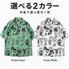 Aspersio Short Sleeve Aloha Shirt Button Down Skull Pineapple Print Men's Top XL Green