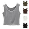 Women's Casual Summer Short Vest Knitted Thread Inner Bottom Sleeveless Solid Color Thin Top