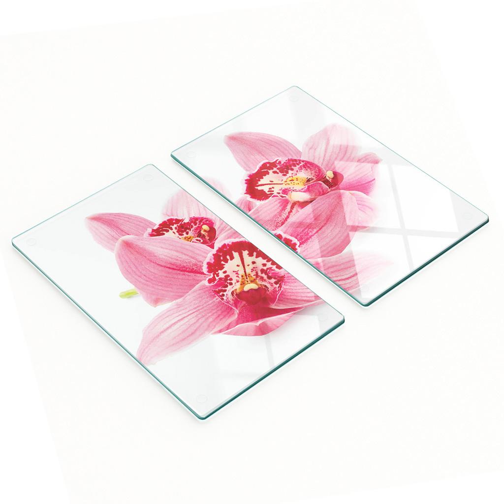 Dekoracyjne Deski Kuchenne Szklane Do Krojenia Różowa Orchidea 2X30X52 Cm