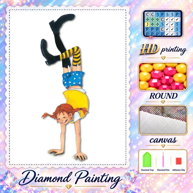 Pippi Longstocking Diamond Painting Kit 5D Full Drill DIY Diamond Mosaic Wall Art Home Decor