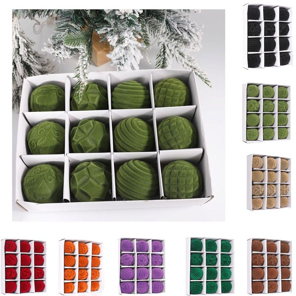 12pcs Plastic Flocked Christmas Tree Ball 6cm Christmas Tree Decorations  Engagements