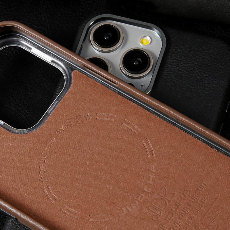 Для iPhone 16 15 14 Plus 13 12pro Max кожаный металлический кнопочный чехол для Magsafe Magnetic Wireless Charge Pc Hybird Pu Hard Case Cover