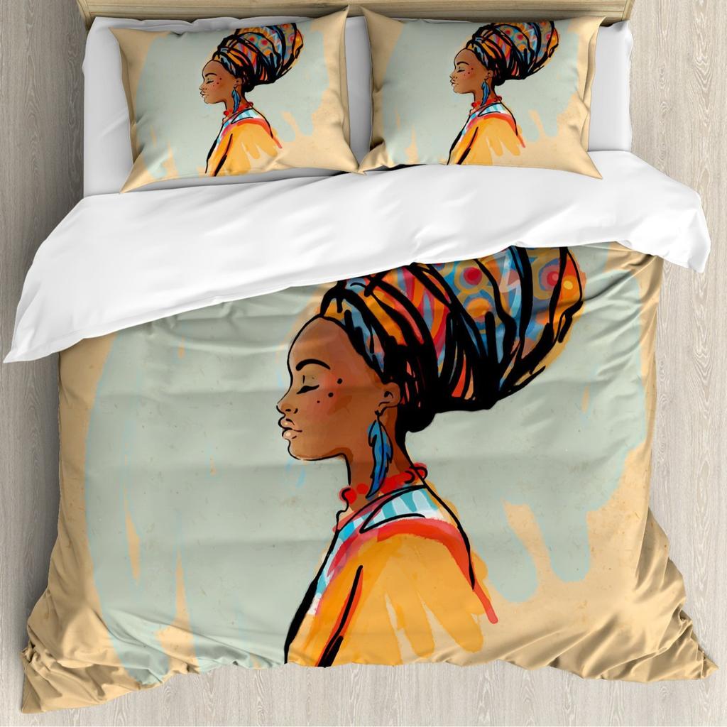 Exotic style bedding set African women print duvet set Traditional bedroom decoration