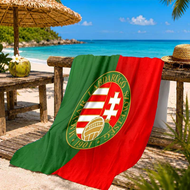 Hungarian Football Emblem Beach Towel, Quick-drying, Easy to Care for, Suitable for Both Fitness and Beach Vacations,Sports Essential