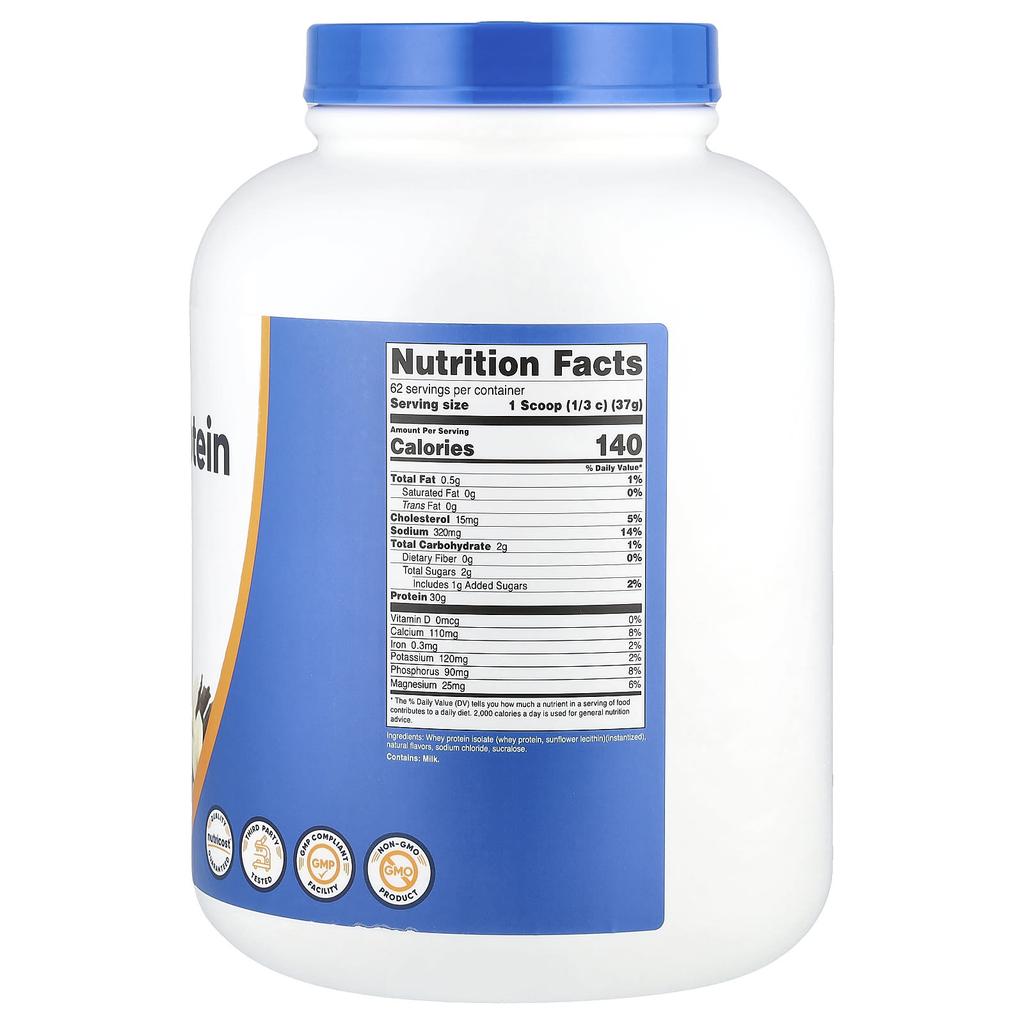Nutricost Whey Protein Isolate, Vanilla Flavor, 2,268g (5lbs)