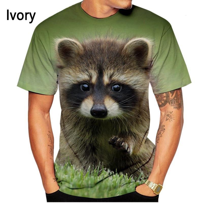 Новая модная футболка с принтом милого енота 3D для мужчин и женщин, повседневная рубашка с коротким рукавом и принтом енота для лета