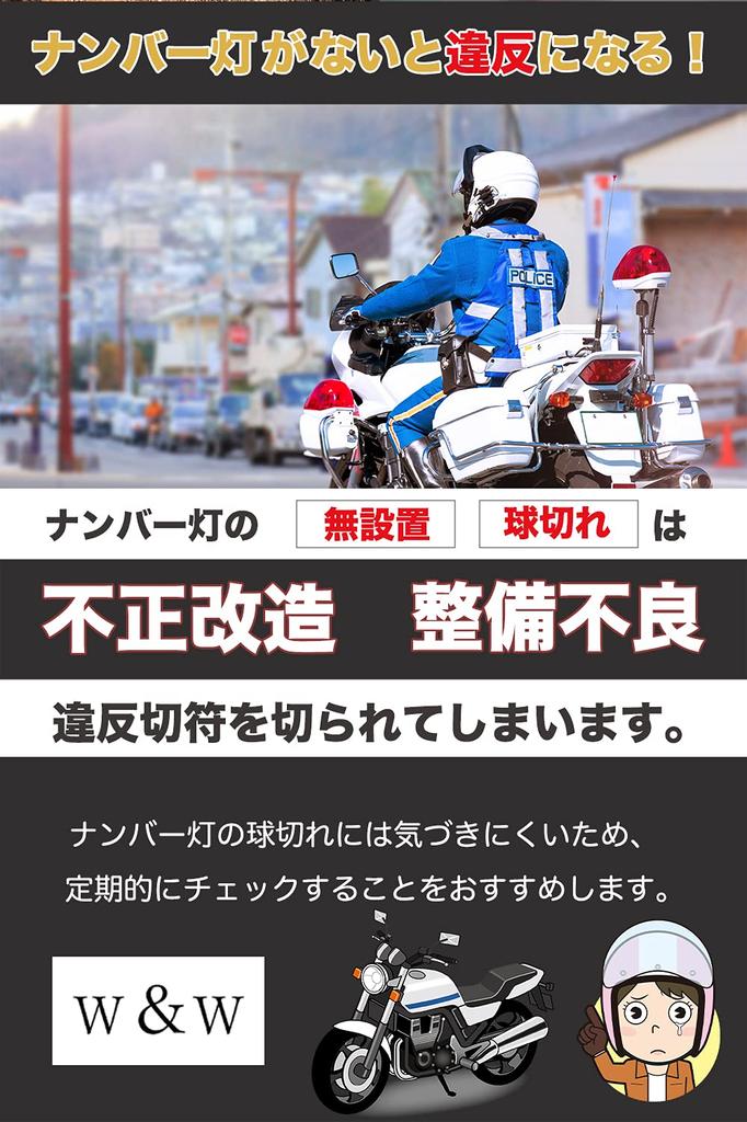 [w&w] Motorcycle License Plate Light (License Plate Light or Brake Lamp) LED (License Number Light) (3 LED)