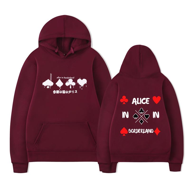 Alice In Borderland Hoodies Men Cartoon Cards Sweatshirt Vintage Unisex Pullover Men Graphic Hoody Oversize Clothing