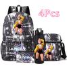 4Pcs/set Anime Cute KPop Printed Backpack with 750Ml Water Bottler for Teenager Student Girl Boy Bookbag Kid Gift Large Capacity waterproof Travel Bag