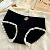 Осенне-зимнее милое женское белье с маленьким медвежонком, милое чистое хлопковое нижнее белье для девочек, средняя талия, женские трусики без следов