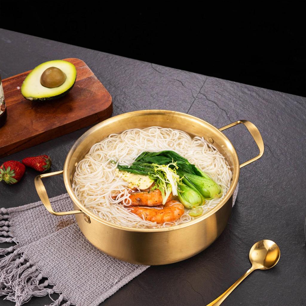 Korea Ramen Pot Cooking with Cover Multipurpose Spoon Chopsticks Instant Noodle Soup Ramyun