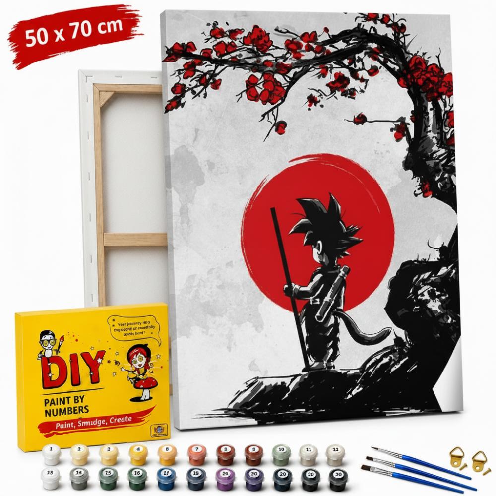 Obraz Do Malowania Po Numerach Z Ramą Goku I Czerwony Księżyc 50X70 Cm