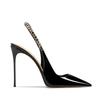 Fashion Pointed Toe High Heeled Sandals Women Sexy Slippers Woman Shoes Slingback 2025 Summer Elegant Dress Leather Shallow Pumps