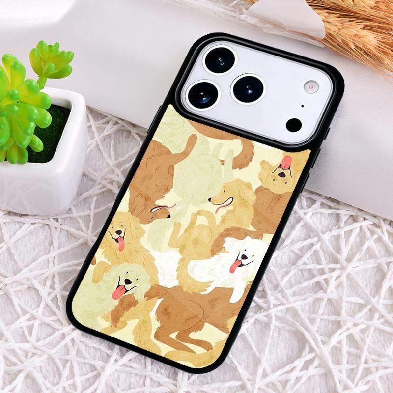 Мультяшный Чехол для Телефона с Золотистым Ретривером для iPhone 17 Air 16 15 11 12 14 13 Pro Max Ударопрочный Чехол
