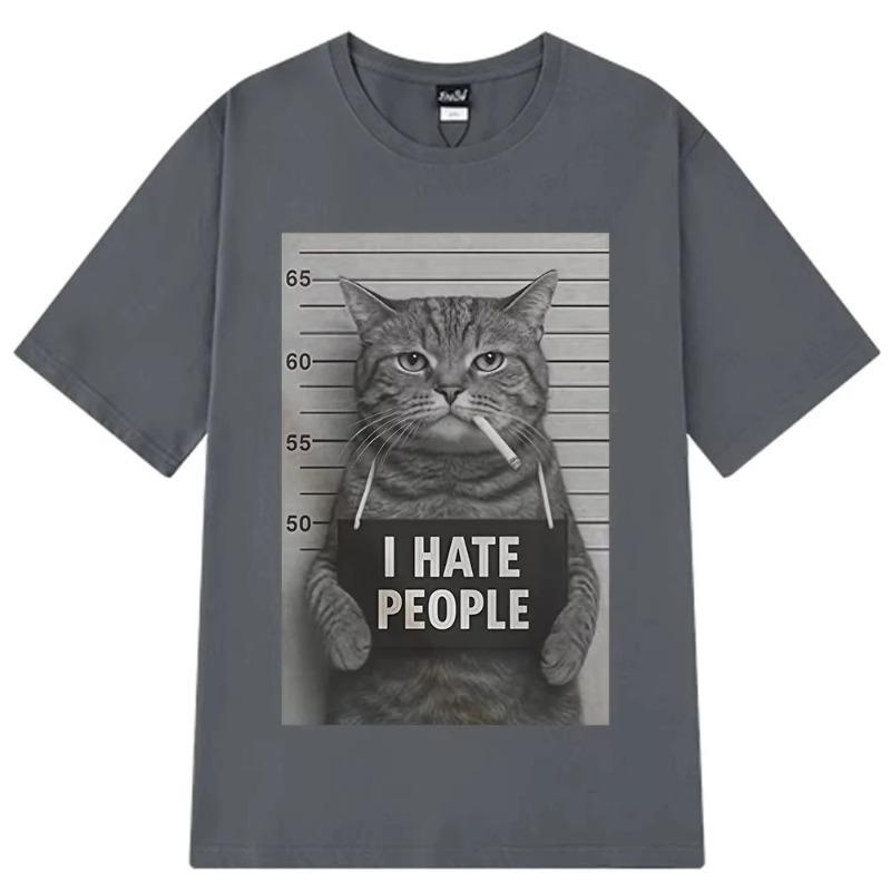 Summer Funny T-Shirts for Men's Short-Sleeved 100% Cotton Casual Harajuku Style Hip Hop Breathable Absorbent Durable Loose Fit