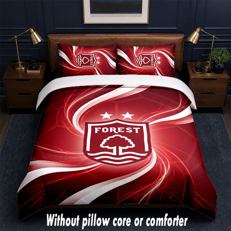 Nottingham Forest Football Design Bed Bedding Set 1 Duvet Cover + 2 Pillowcases Soft Breathable Household Bed Linens