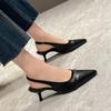 Мода 2024 года, новые туфли на среднем каблуке, остроносые туфли на высоком каблуке, версия модных босоножек, ретро-босоножки на высоком каблуке, женская обувь Zapatos De Mujer