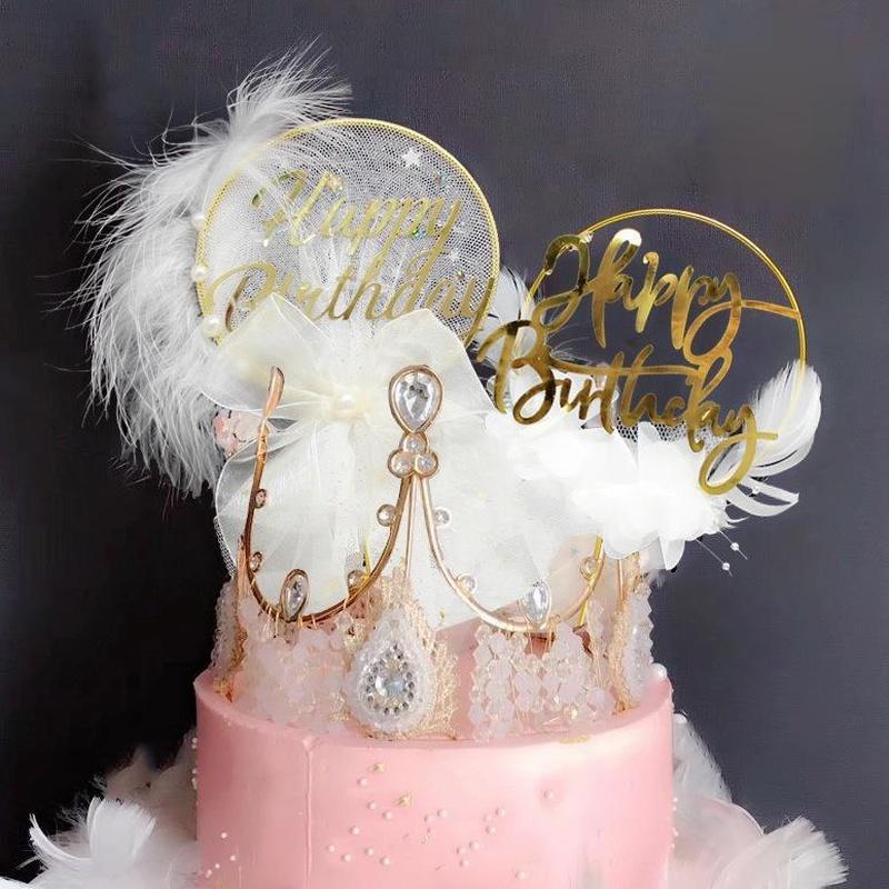 Birthday Cake Decoration Baking Supplies Mesh Wrought Iron Feather Birthday Cake Plugin