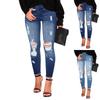 Women's Skinny Ripped Trendy Jeans Distressed Stretchy Denim Pants