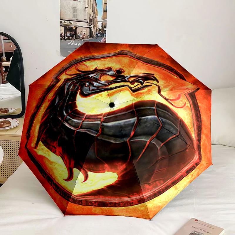 Kombat Dragon In Flames Umbrella 8-Frame for Travel, camping, Casual Lightweight Portable Umbrella, Essential for every family Holidays Gift