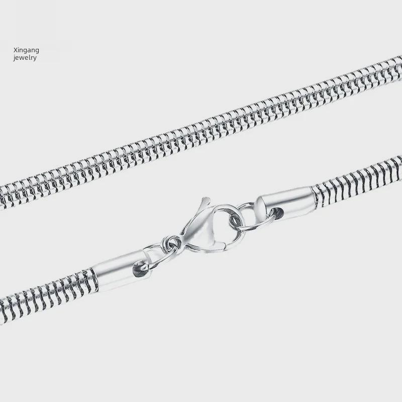 Ожерелье из нержавеющей стали в виде змеиной цепи для мужчин и женщин - титановая сталь, модная и подходит для подвесок