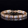 WWJ Trendy Women Wedding Wristband Princess Cut Cubic Zirconia Multi Color Bracelet