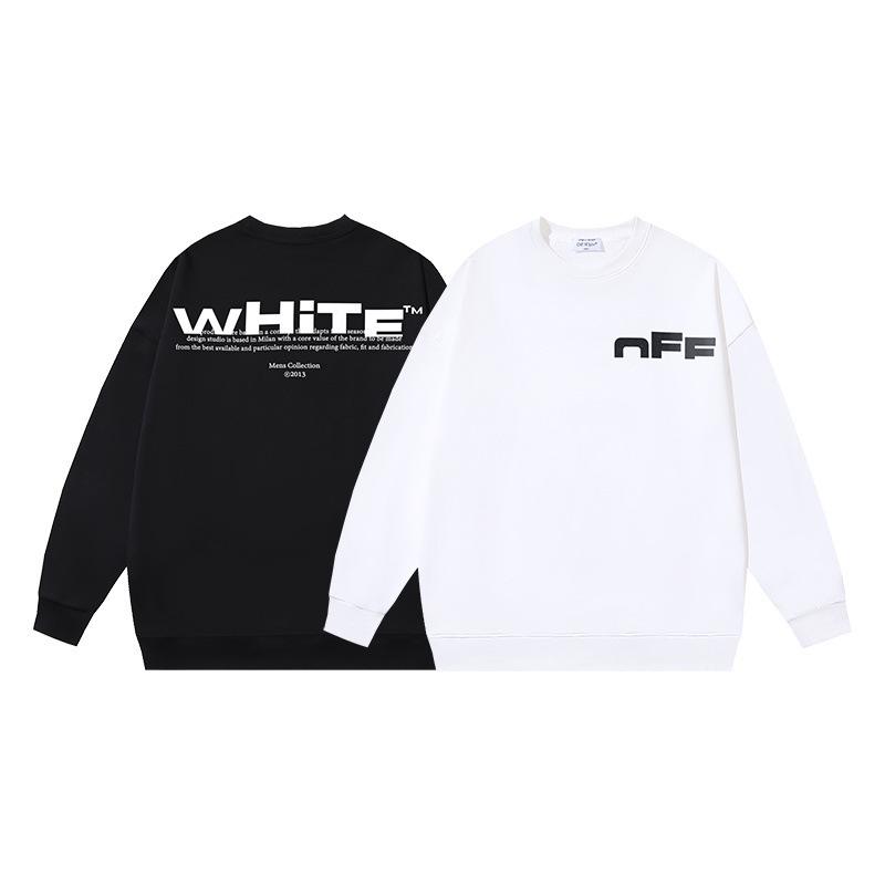 Off-White 2026 Autumn and Winter New Incomplete Letter Printed Pattern Men's and Women's Round Neck Hoodie