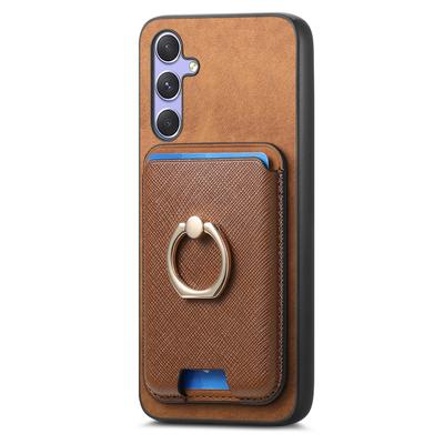 Для Samsung Galaxy A34 5G Магнитный чехол для телефона Кожа+ТПУ Обложка Кольцо Подставка
