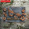 2d Flat 30*20cm, Welcome Butterfly Outdoor Sign, Vintage Wooden Wall Hanging Decor with Multipurpose Use, for Home, Kitchen, Garden, Bedroom, Bar.